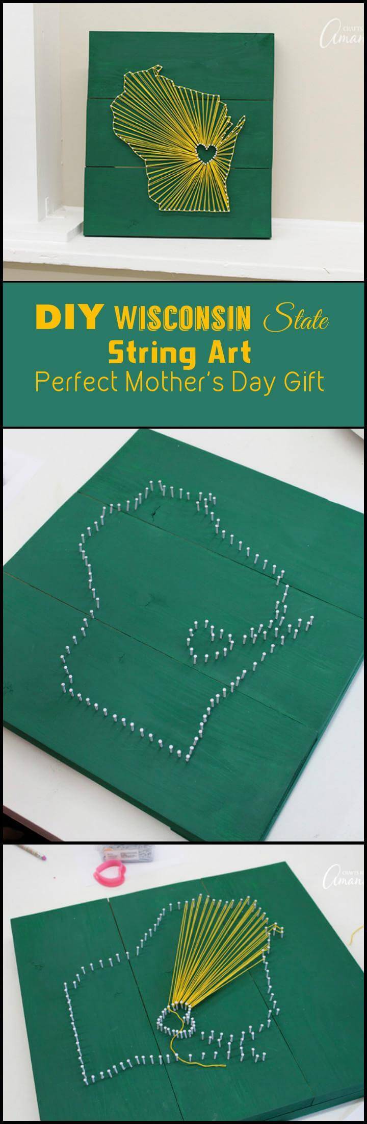 easy wisconsin state string art Mother's Day gift